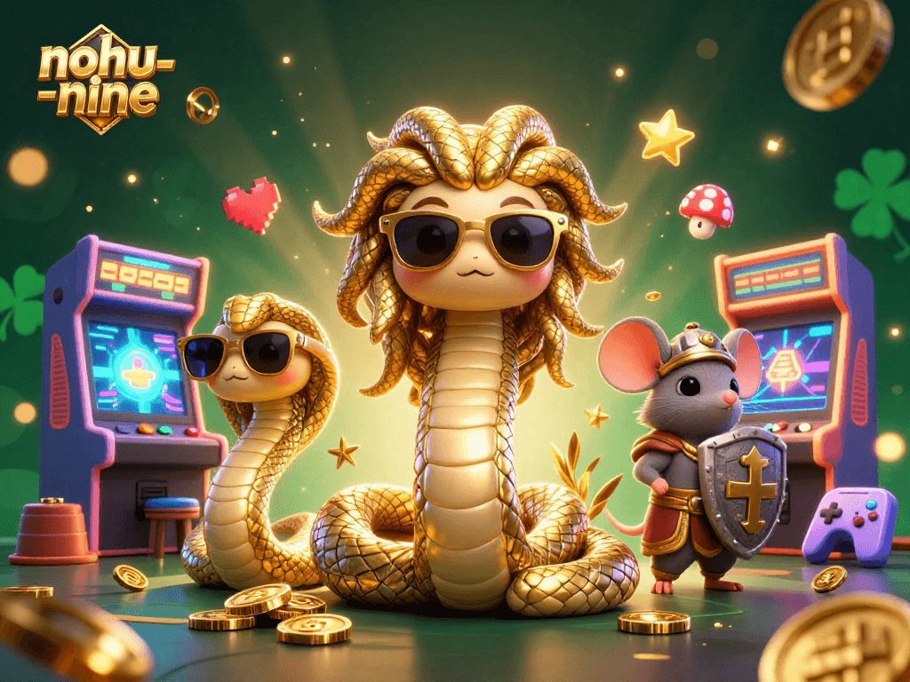 Experience thrilling gameplay with nohu-nine in this vibrant casino-themed 3D illustration.