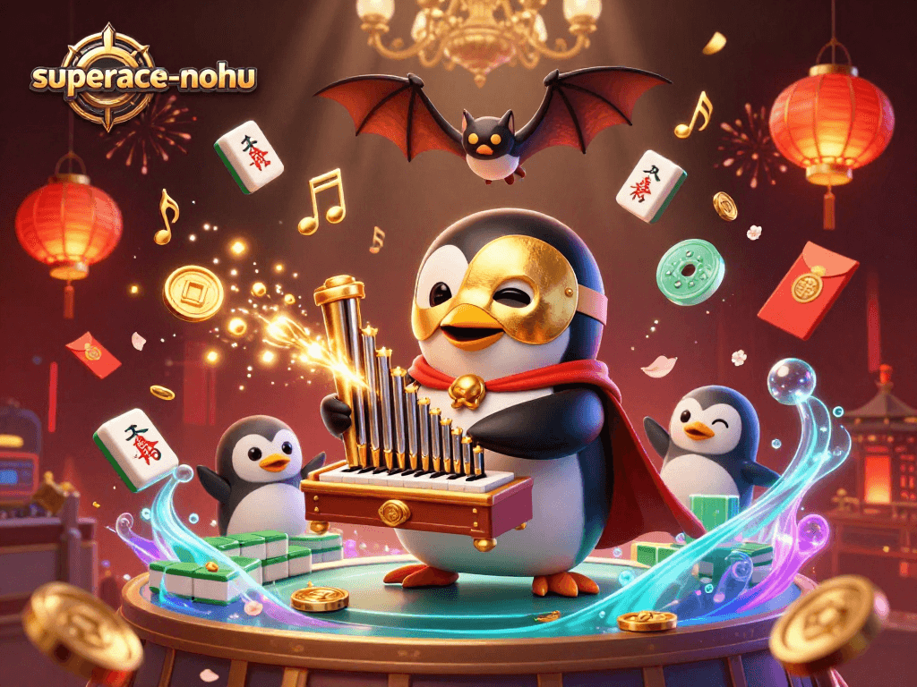 Experience superace-nohu with vibrant golden elements and dynamic gaming action captured in a 3D illustration.