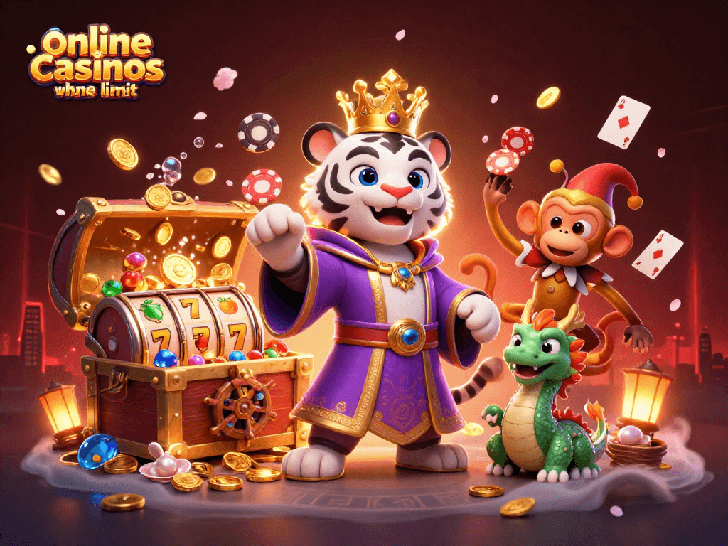Engage with online casinos ohne limit through vibrant 3D illustration showcasing a festive casino scene.