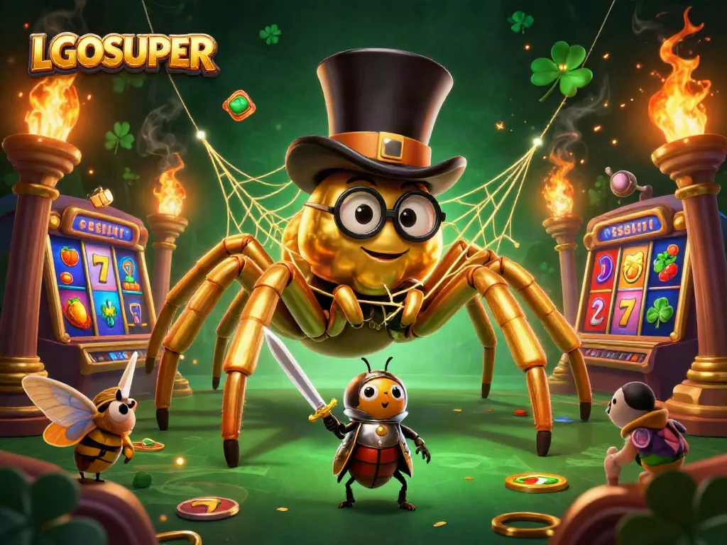 Engage in thrilling casino action with LGOSUPER and its vibrant slot games featuring golden motifs.