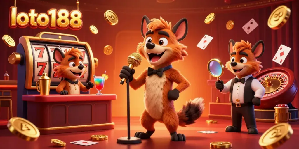 Engaging casino scene showcasing loto188 hyenas in comedic roles, highlighting vibrant entertainment.
