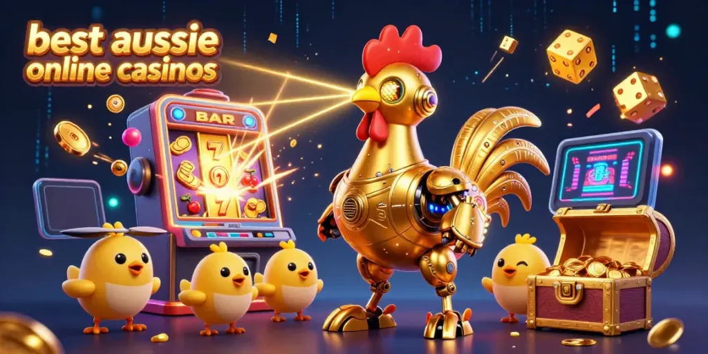 Experience the excitement of the best aussie online casinos with our engaging cartoon illustration.