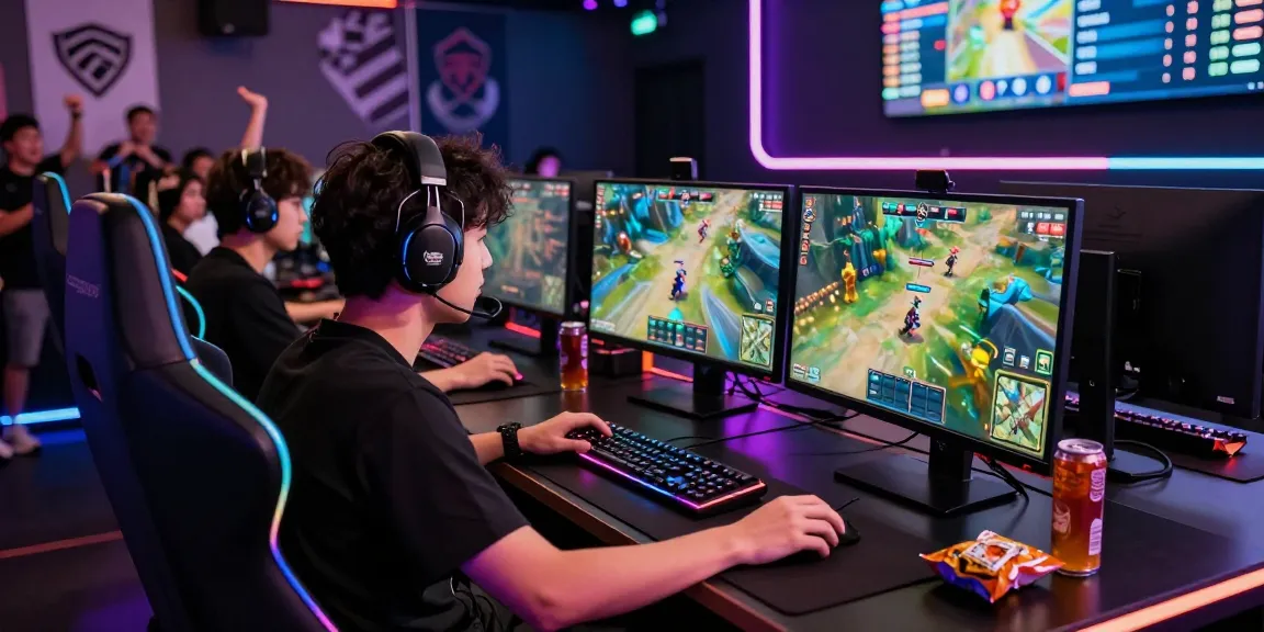 Gamer immersed in competitive play at go8 esports arena with dynamic lighting and advanced setup.