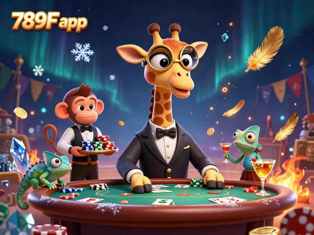 Bet big and win big with the vibrant 789F app featuring playful characters in a thrilling gambling scene.