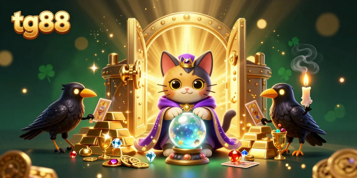 Engage with tg88's immersive casino experience featuring mystical characters and treasure elements.