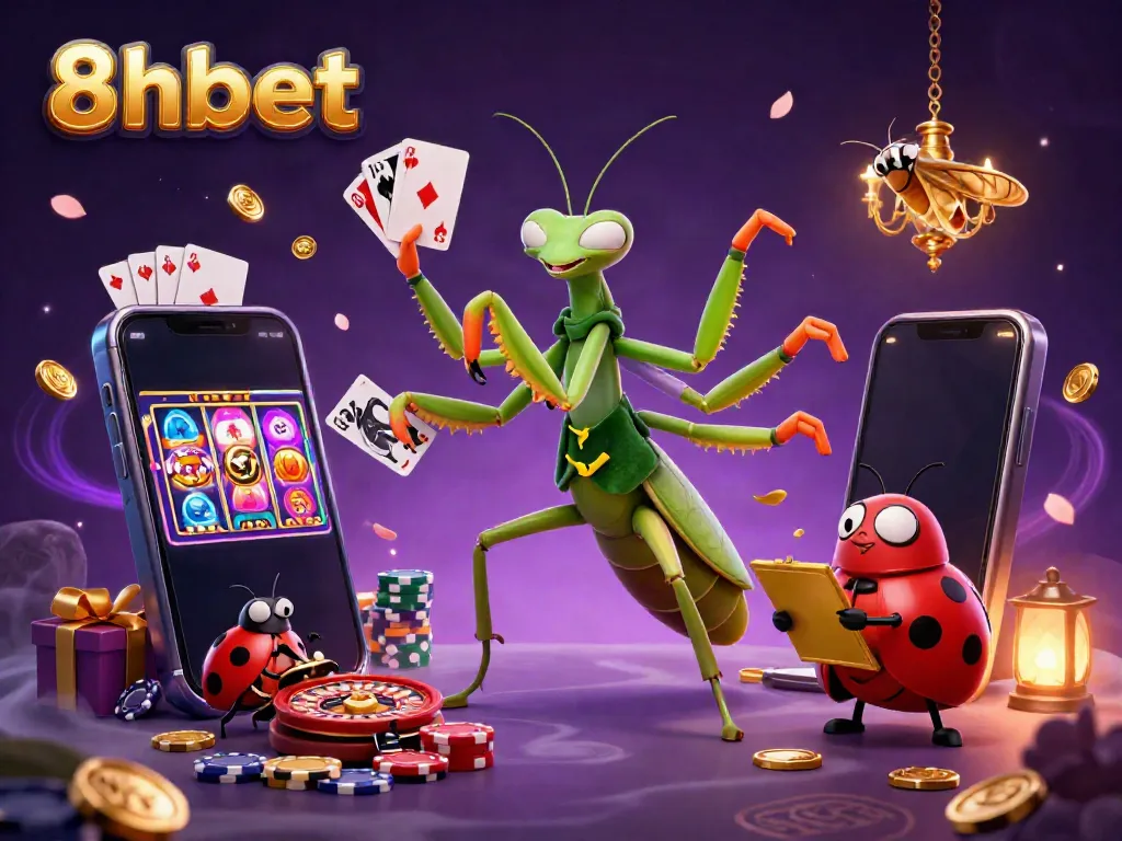 Experience the excitement of 8xbet with a vibrant 3D casino illustration, featuring dynamic characters and engaging game elements.