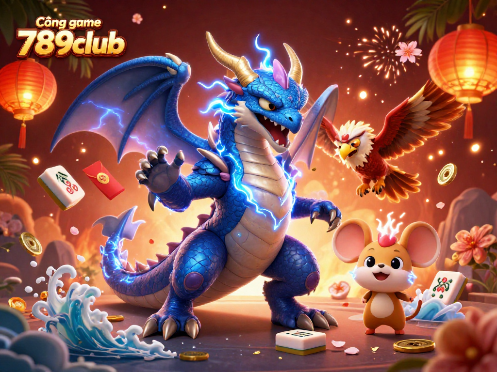 Cổng game 789club - trải nghiệm gaming đa dạng với các nhân vật 3D mạnh mẽ và hiệu ứng ánh sáng rực rỡ.