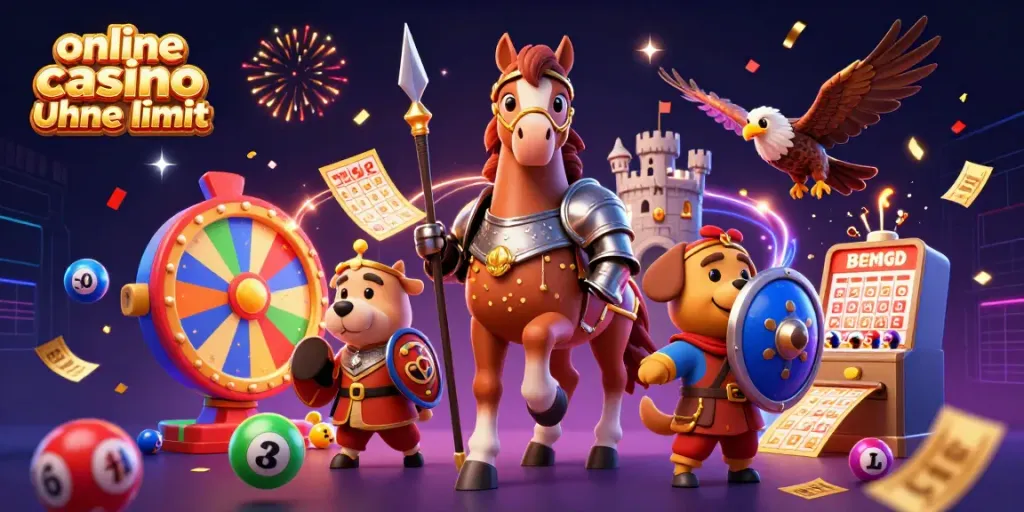 Engage in thrilling action at an online casino ohne limit, with exciting lottery games and vibrant characters.