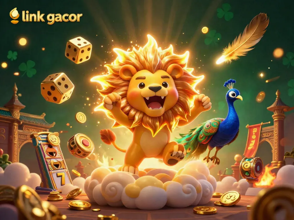 Engage in the exciting world of link gacor with a vibrant casino illustration featuring dynamic characters and game elements.