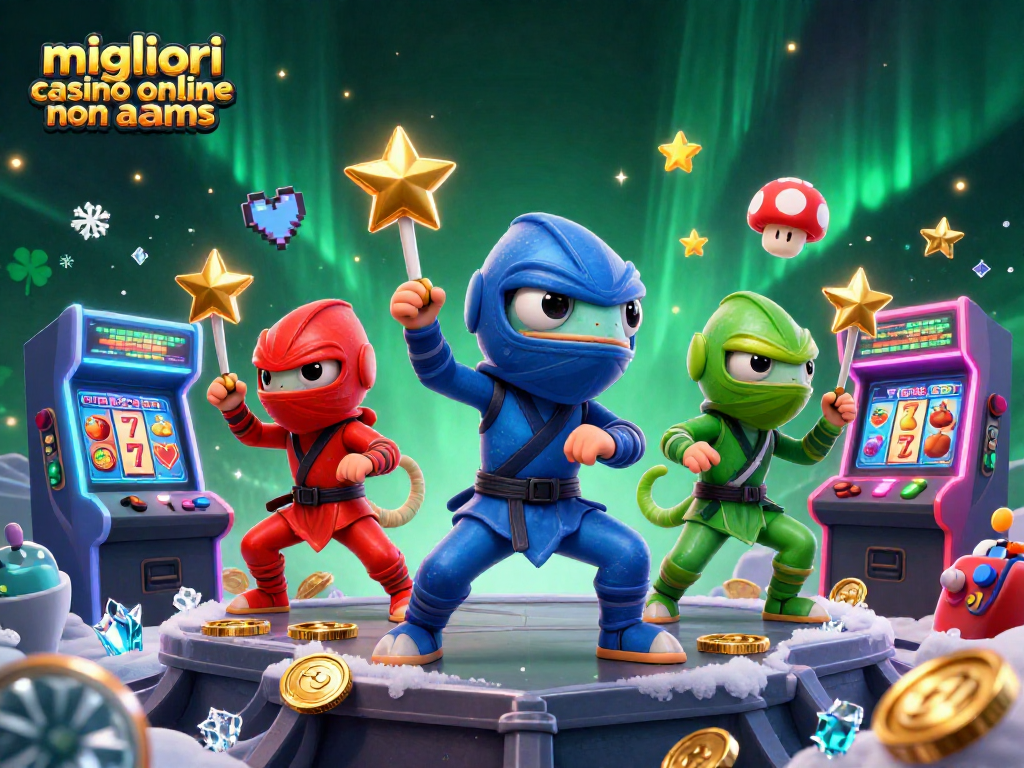 Scopri i migliori casinò online non aams con tre camaleonti ninja in pose dinamiche.