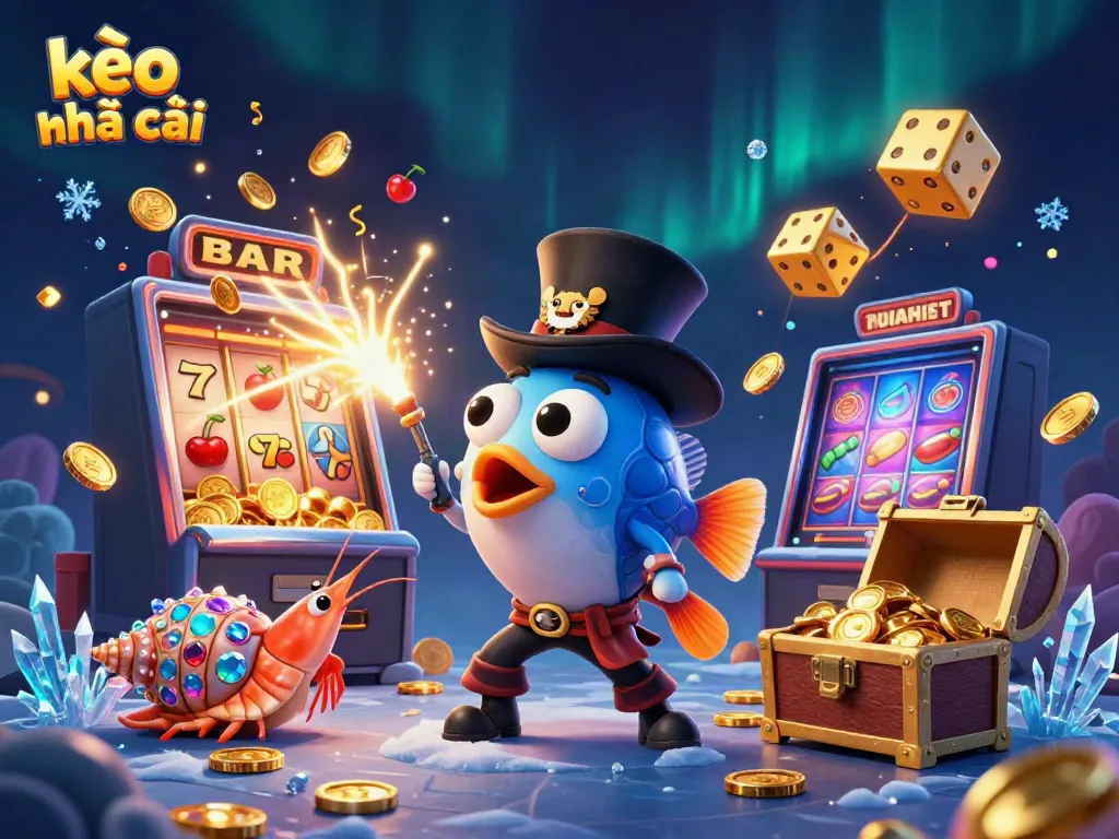 Engage with kèo nhà cái as a deep-sea anglerfish lures golden coins in a vibrant underwater casino scene.