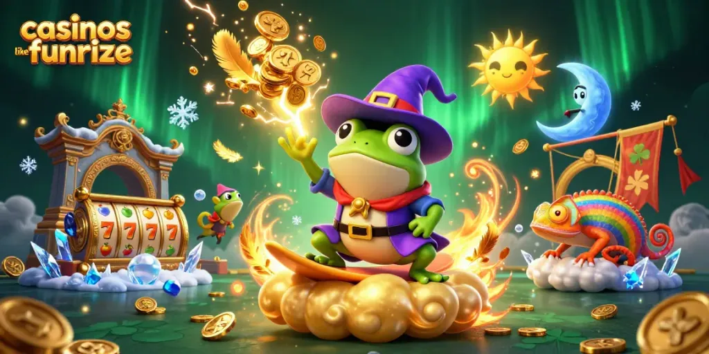 Experience the thrill of casinos like Funrize with golden coins and dynamic gameplay elements.
