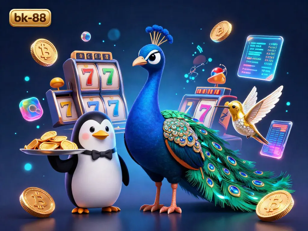 Experience the thrill of bk-88 with vibrant characters and casino elements in a dynamic 3D illustration.