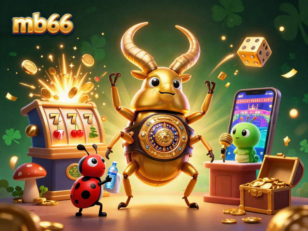 Experience thrilling slots excitement with mb66's vibrant casino-themed illustration full of action.