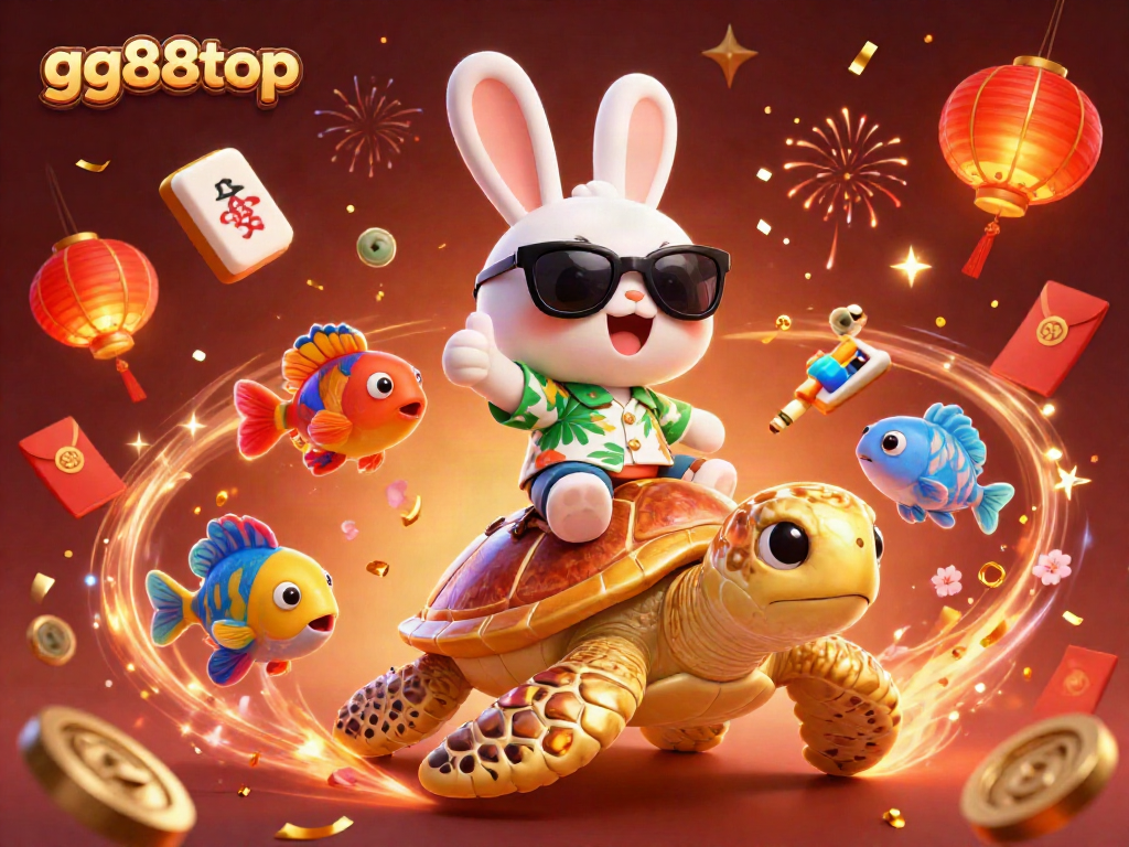 Experience excitement with gg88top's vibrant 3D casino scene bursting with festive elements.