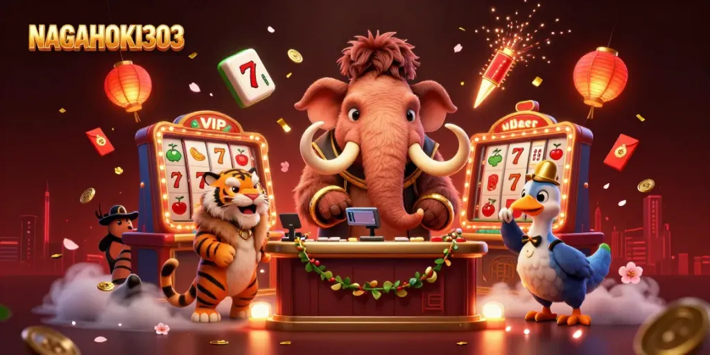 Menghadiri kasino NAGAHOKI303 dipenuhi slot ceria dan karakter menarik