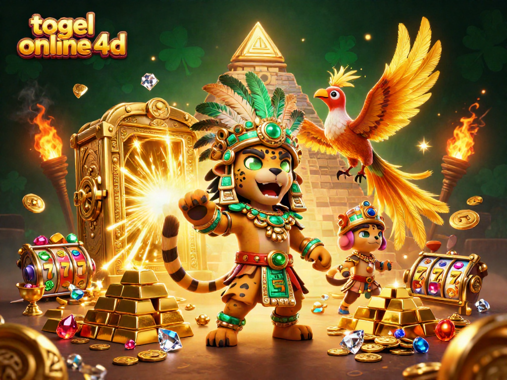 Menangkan togel online 4d dengan jackpot megah dan cahaya emas yang bersinar.