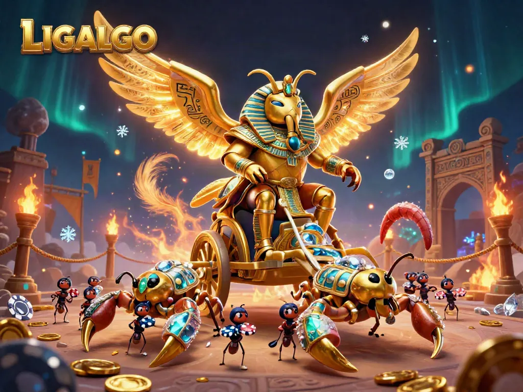 Experience the enchanting LIGALGO casino world with vibrant characters and gambling symbols.