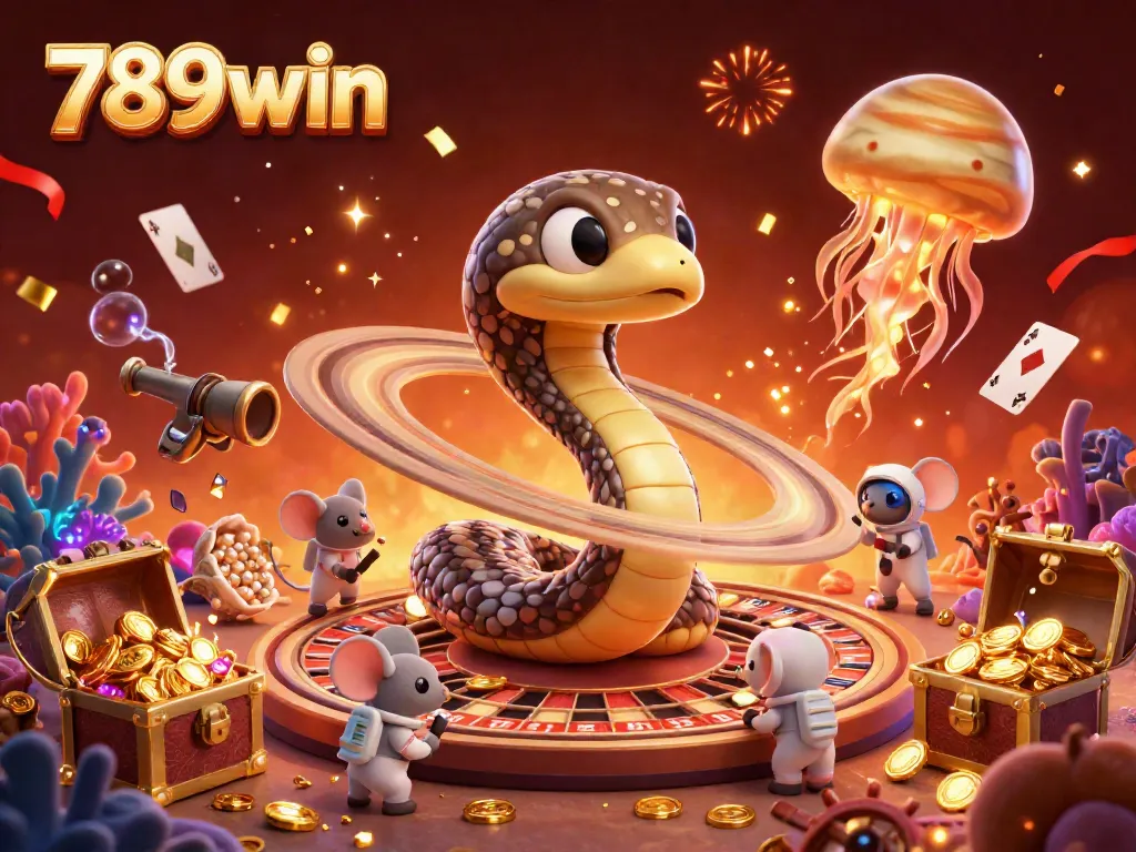 Placing bets in an animated 789win casino scene with a Saturn-style roulette wheel and cosmic dealer.