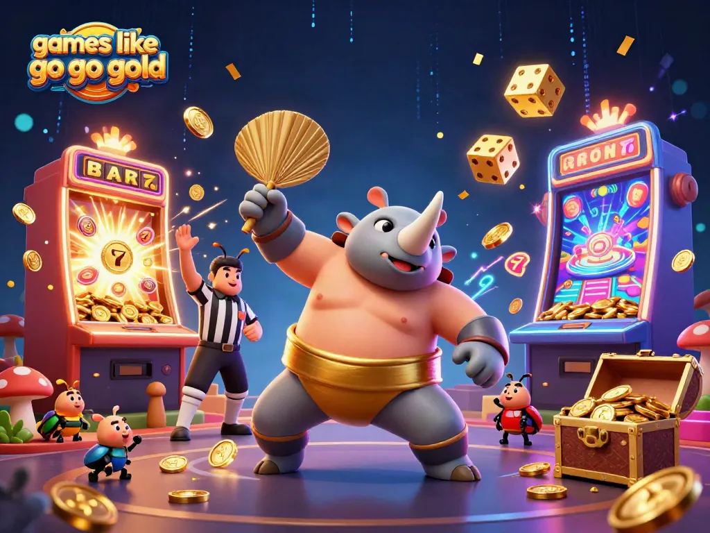 Engaging 3D scene of games like Go Go Gold with a beetle champion and dynamic casino elements.