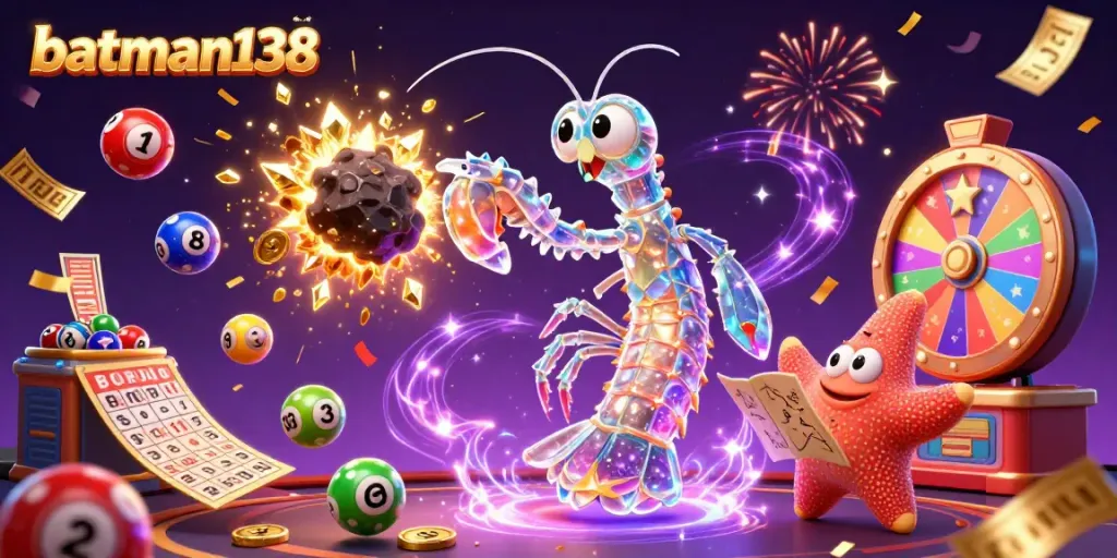 Engage in thrilling games at batman138 with colorful bouncing lottery balls and casino prizes.