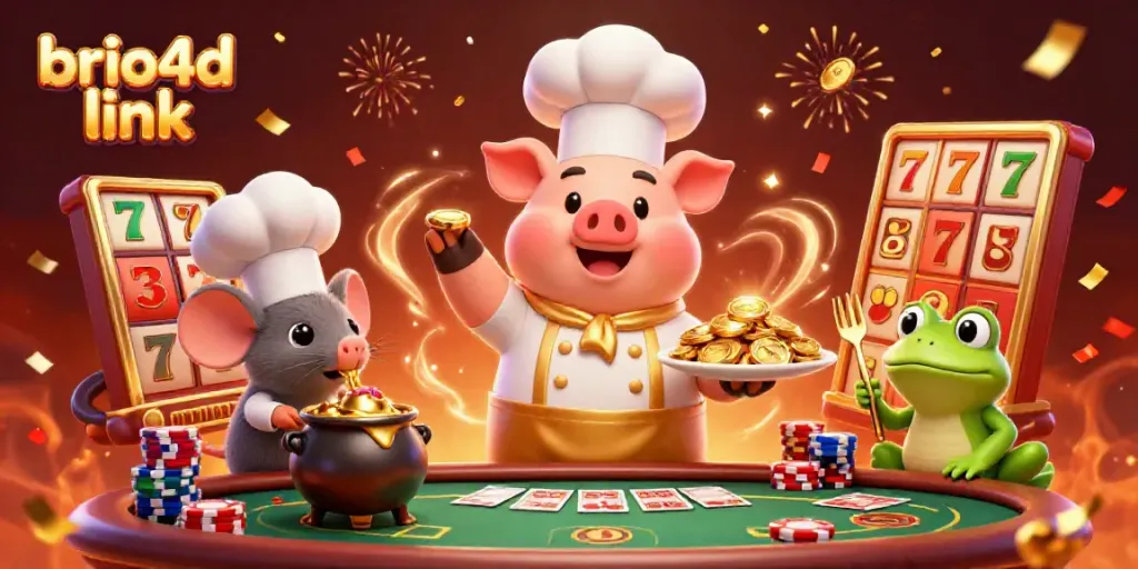 Experience thrilling gameplay with brio4d link, showcasing a vibrant casino scene featuring unique characters and game elements.