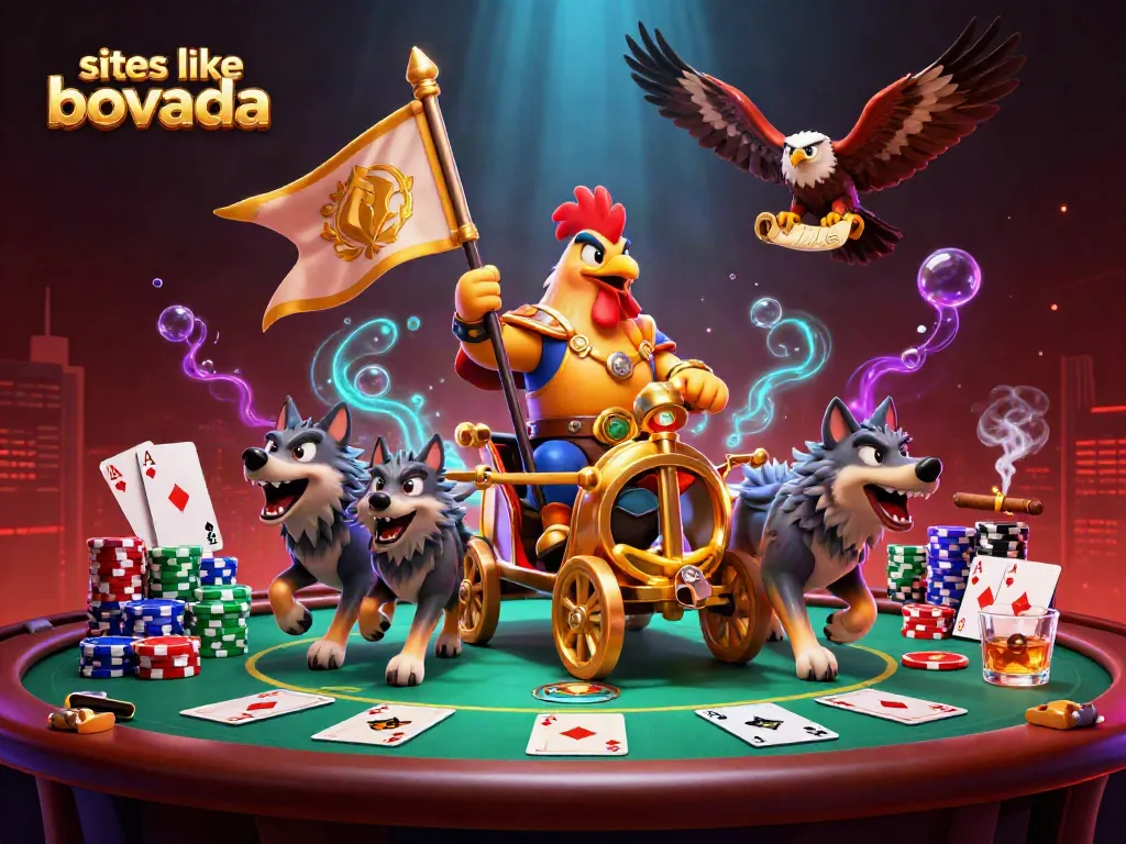 Engage in thrilling gameplay with sites like Bovada, featuring a vibrant casino scene with poker action.