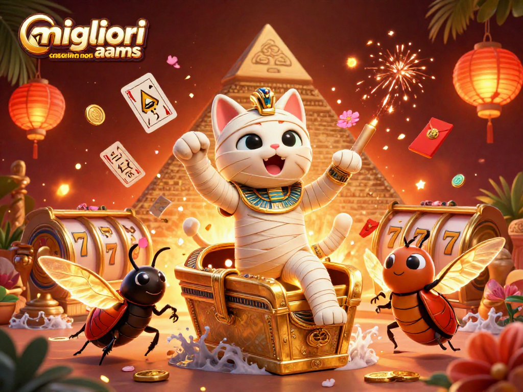 I migliori casinò online non AAMS con un gatto mummia egiziano e simboli dorati. Gioca e vinci!