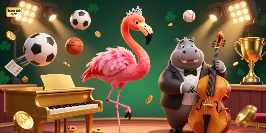Interactive scene showcasing gaming in Trang chủ v79 with vibrant characters and dynamic sports elements.