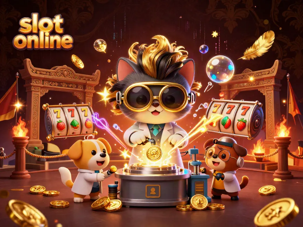 Menangkan slot online dengan mesin slot, koin emas, dan suasana kasino yang dinamis