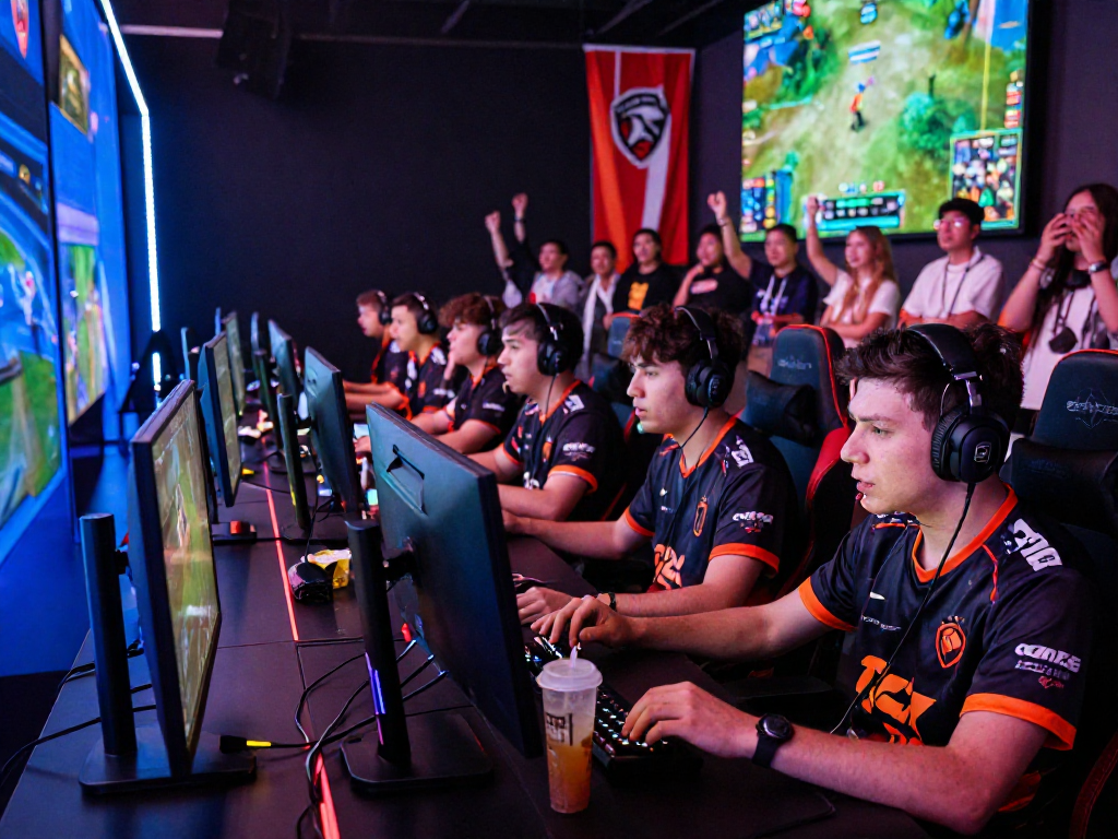 Keberlangsungan pertandingan esports bos88ap.com dengan gamer bersemangat dan suasana gemerlap.