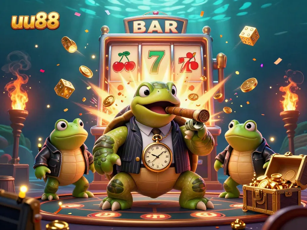 Experience thrilling wins at uu88 with a vibrant, engaging 3D casino scene featuring iconic characters and dynamic game elements.