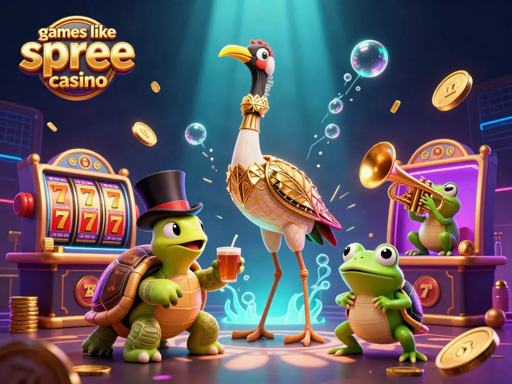 Experience thrilling games like spree casino with vibrant slots, lucky 7s, and exciting jackpot counters in this dynamic scene.