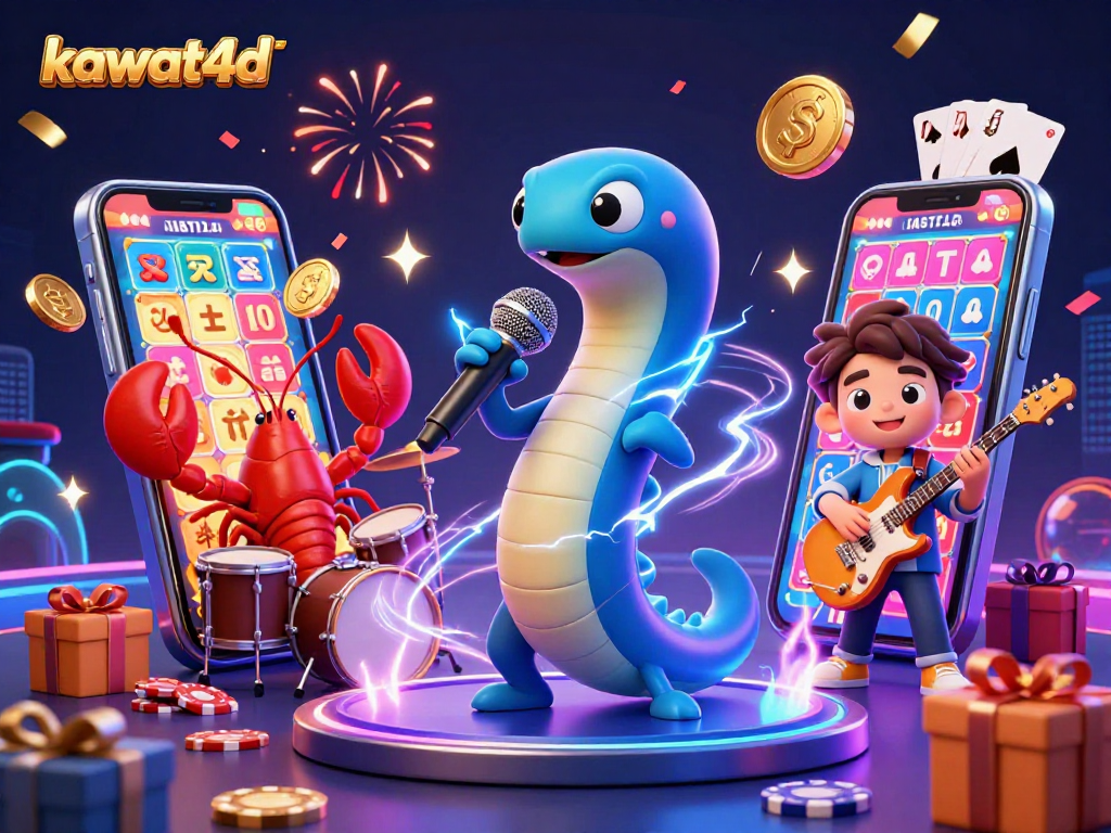 Kawat4D menghadirkan permainan lotere modern dengan slot yang berputar dan efek kilat di panggung kasino
