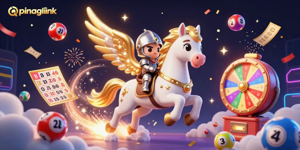 Experience thrilling moments with apinagalink as the knight rides the celestial horse amidst cascading lottery elements.