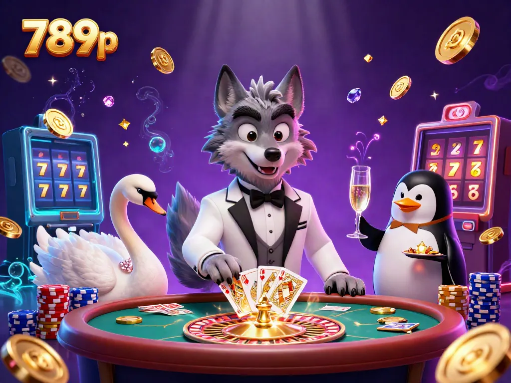Experience the thrill of 789p casino with glamorous characters at a baccarat table, surrounded by sparkling treasures.