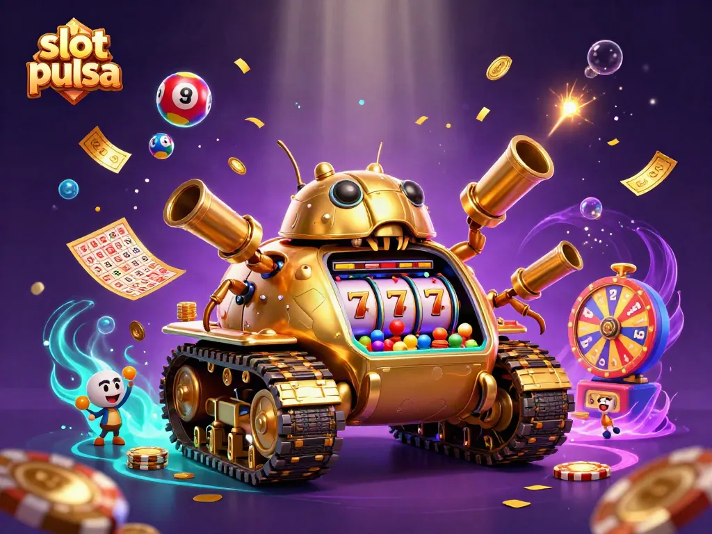 Play thrilling slot pulsa games in a vibrant casino atmosphere filled with excitement and rewards.