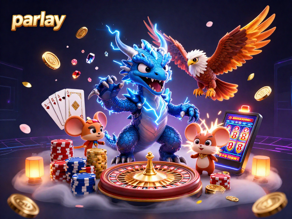 Bet on exciting parlay matches as dynamic characters and casino elements create thrilling action.