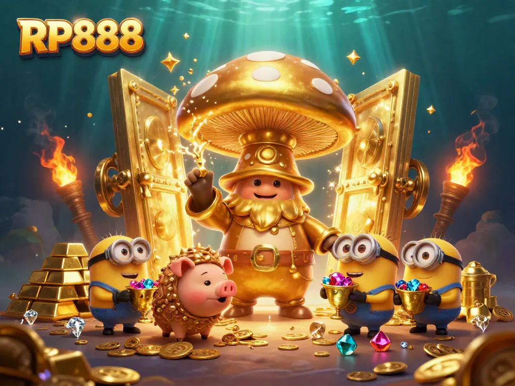 Spin the reels with RP888 in an enchanting treasure-filled scene.