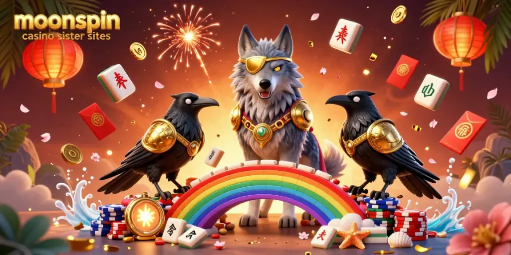Experience thrilling gameplay in moonspin casino sister sites with golden-armored characters and glowing chips.