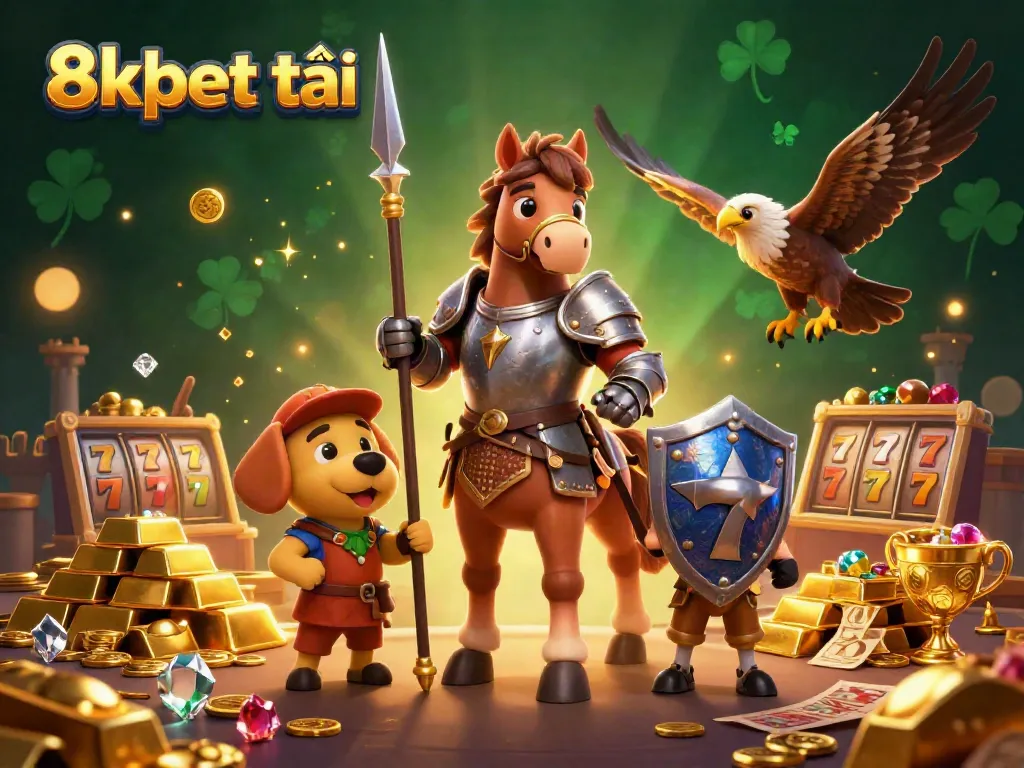 Experience thrilling gaming at 8xbet tải with medieval knights, treasures, and casino elements.