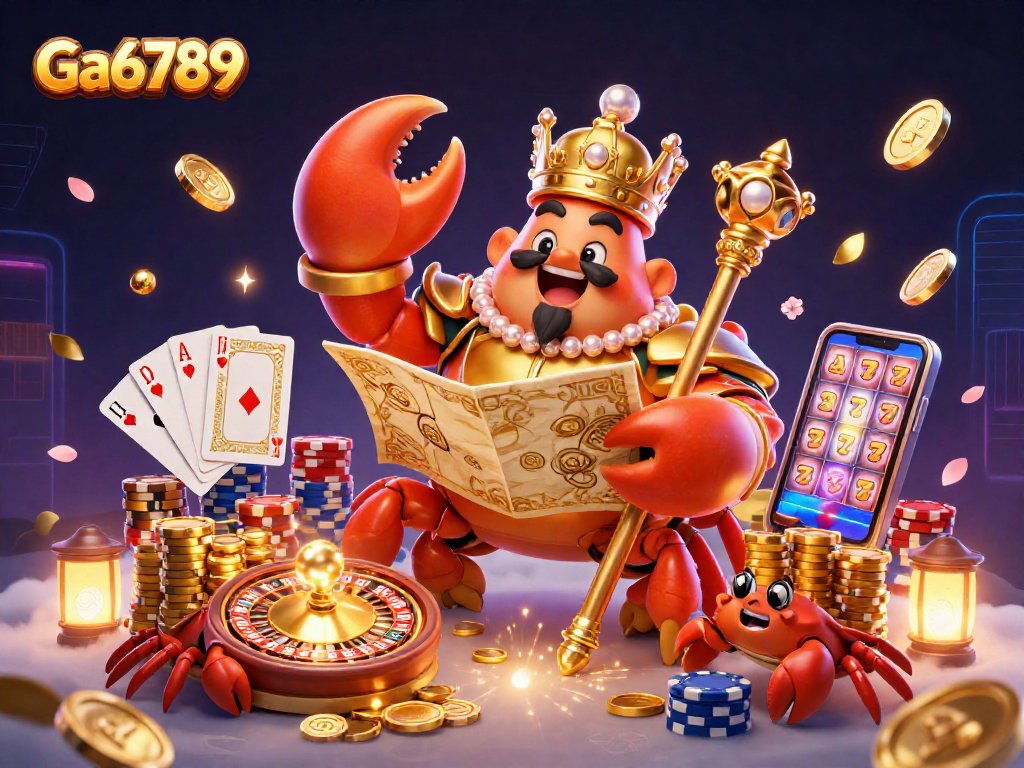Ga6789 captures thrilling gaming action with a golden crab emperor leading the casino adventure!