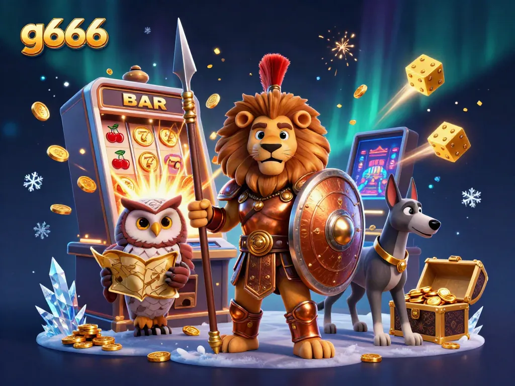 Experience thrilling moments at g666 with a Spartan lion and slot machine bursting with jackpots.