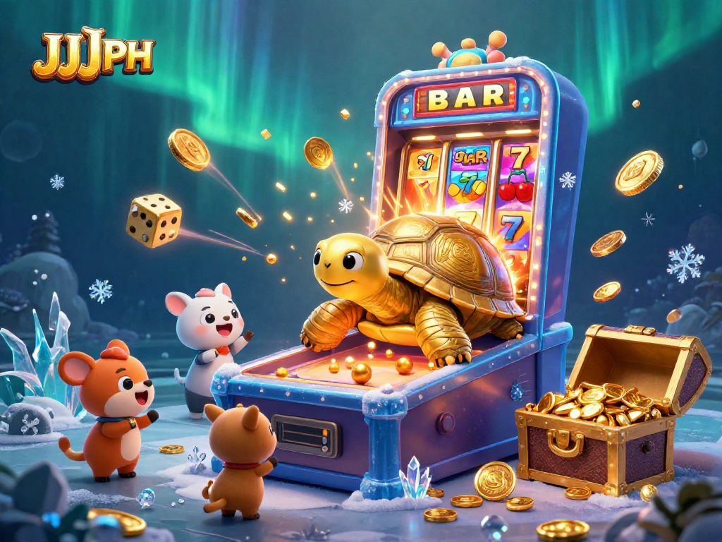 Nagsusugal ng masayang JJJPH sa 3D na casino na puno ng mga simbolo at ginto